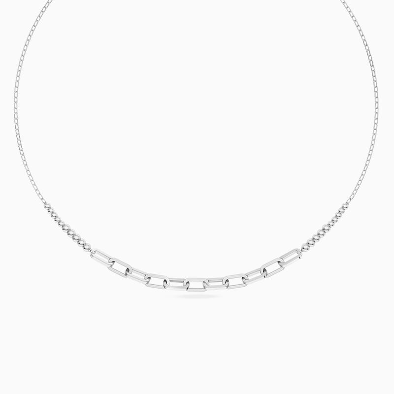 Waves by L'azurde Paperclip Links & Beads Necklace in Silver - Image 3